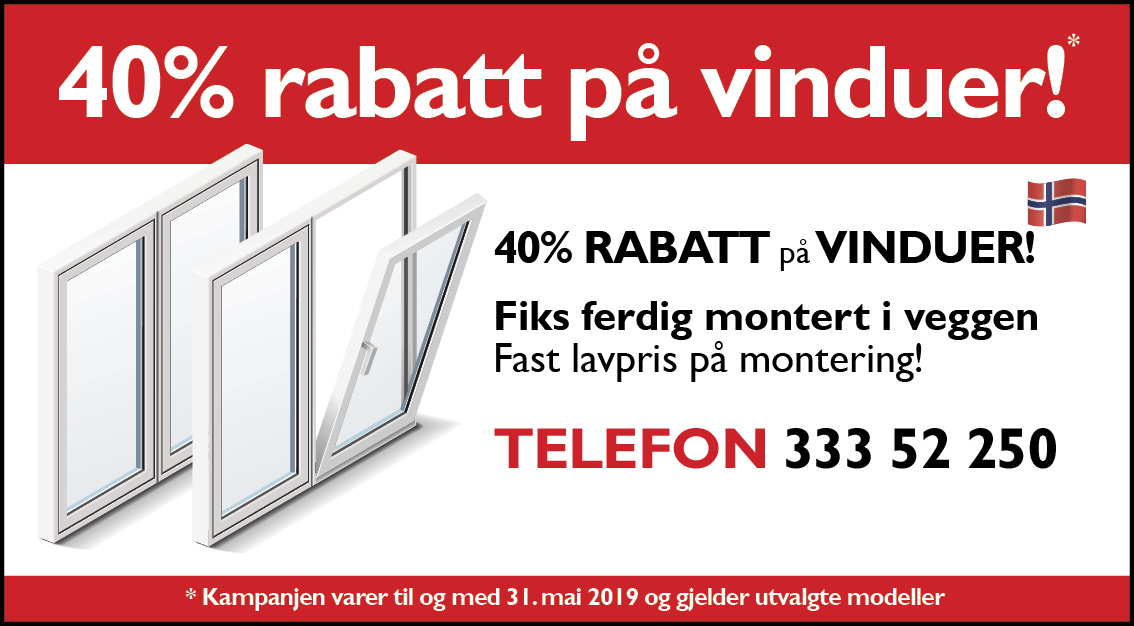 Kampanjetilbud på vinduer - 40% rabatt
