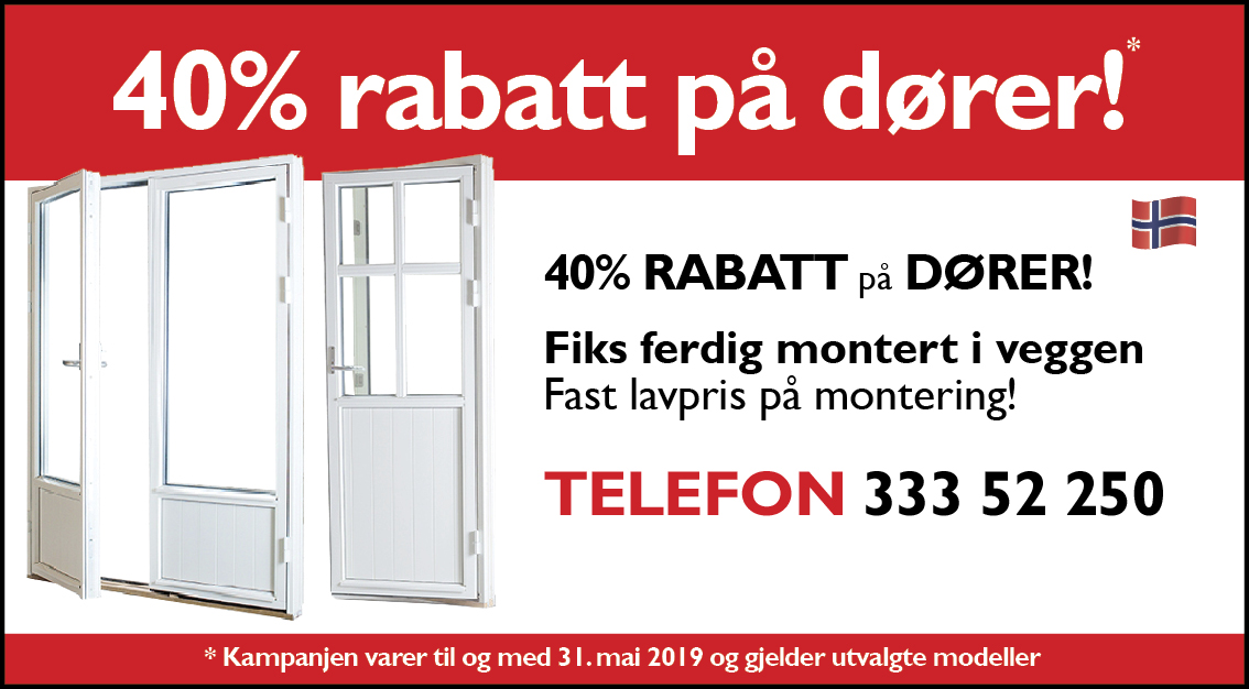 Kampanjetilbud på dører - 40% rabatt